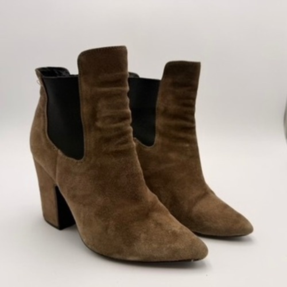 Kristin Cavallari Chinese Laundry Suede Ankle Boots Women 7 Brown Block‎ Heel